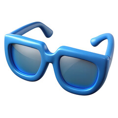 3d blue chunky sunglasses isolated on transparent background