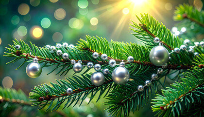 christmas background with fir branches