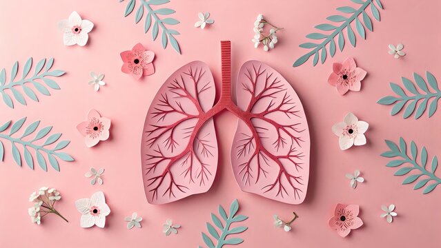 World tuberculosis day Lungs paper cutting symbol on pink background copy space concept of world TB day banner background respiratory diseases lung cancer awareness Paper Art 24 March : Generative AI - Powered by Adobe