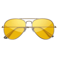 3d aviator sunglasses with yellow lenses isolated on transparent background