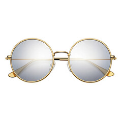 3d round metal frame glasses isolated on transparent background