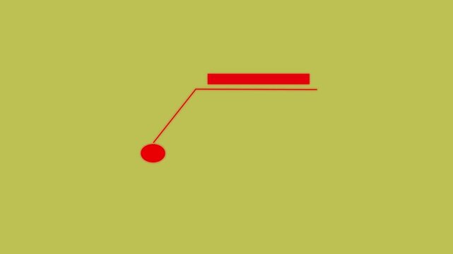 Red Circle and Line on Yellowish Green Background abstract