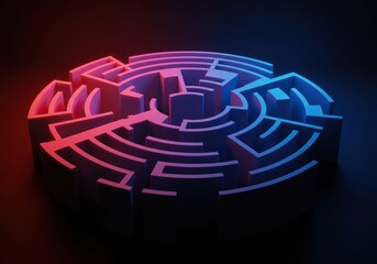 A captivating abstract maze illustrating a complex journey, pathways intersecting, symbolizing challenge, growth, and discovery ,virtual ,mental ,discovery