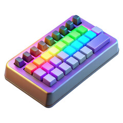 3d rgb mechanical keyboard macro pad isolated on transparent background
