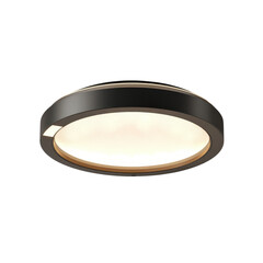 Modern led ceiling light fixture with black frame on transparent background