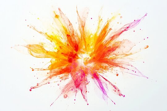 Vibrant explosion of light and color visual effect that captures isolate on a white background