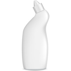 White Toilet Bowl Cleaner Bottle with Angled Neck and Textured Cap Isolated on Transparent Background