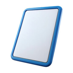 3d whiteboard with blue frame isolated on transparent background