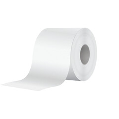 White Toilet Paper Roll With Unfurled Sheet Against a Transparent Background Studio Shot