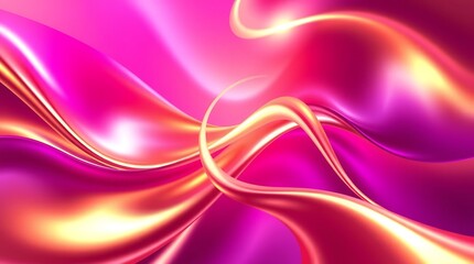 Futuristic Metallic Gold and Magenta Fluid Wave Design
