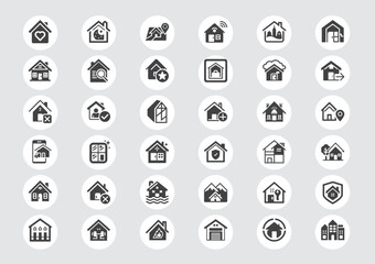 house home real estate property icon set