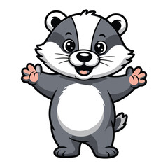 Obraz premium Adorable badger cartoon character standing with open arms cute animal illustration with friendly expression and welcoming gesture