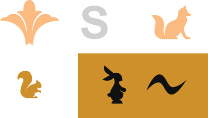 Collection of stylized animal and decorative graphic elements Adobe Illustrator Artwork