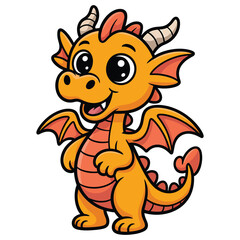 Obraz premium Charming cartoon dragon with a friendly expression, small wings, and horns, , perfect for fantasythemed illustrations and childrens content