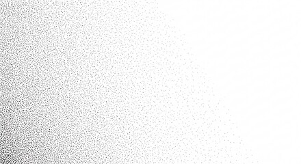 Dynamic granular noise texture gradually fading into a clean white space, offering a versatile and modern overlay for creative graphic compositions and abstract design projects