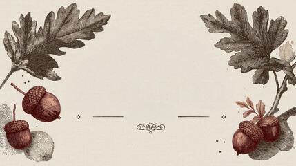 An artistic illustration featuring the text "Hello Autumn" alongside acorns and oak leaves, evoking the essence of the autumn season.