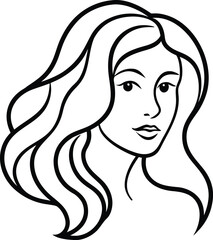 Elegant woman face line art vector illustration in minimal continuous drawing style for beauty and fashion design