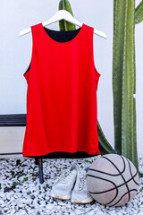 Stylish Red Basketball Jersey Awaits Next Game