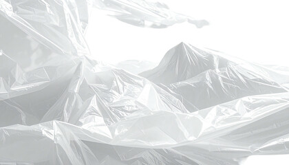 Crumpled, transparent plastic sheets on black backround, abstract