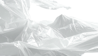 Crumpled, transparent plastic sheets on black backround, abstract