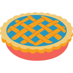 Whole Fruit Pie With Blue Filling and Lattice Crust Isolated on Transparent Background