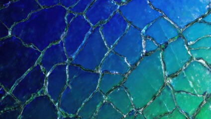 Abstract Mosaic Glass Texture with Blue and Green Gradient.
