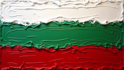 A drawing of the Bulgarian flag on a wall.
