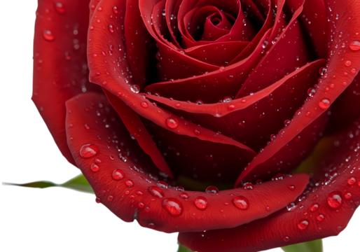 Stunning red rose with water droplets, pure elegance