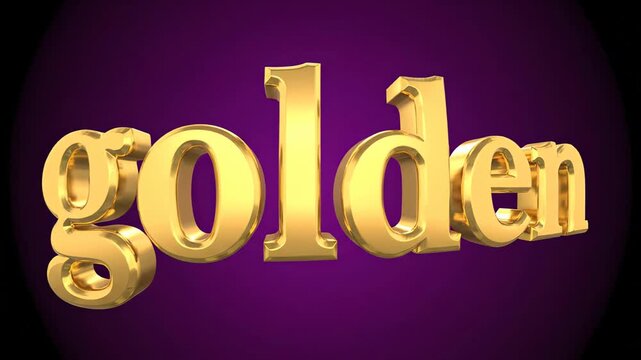 Golden three dimensional word golden undulating with smooth motion on a dark purple background. This animation conveys luxury and value