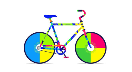 Vibrant multicolored bicycle artwork displaying an artistic expression of cycling culture