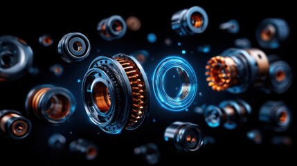 Detailed visualization of mechanical components in dynamic motion showcasing engineering design and innovation in technology