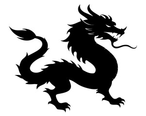 Dragon dance silhouette vector illustration isolated on white background