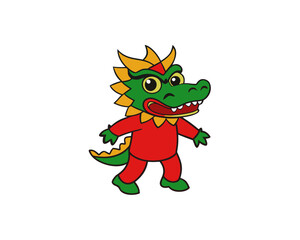 Dragon dance vector illustration isolated on white background