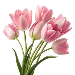 Fototapeta premium 3d pink tulips bouquet isolated on transparent background