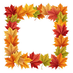3d autumn maple leaf frame isolated on transparent background
