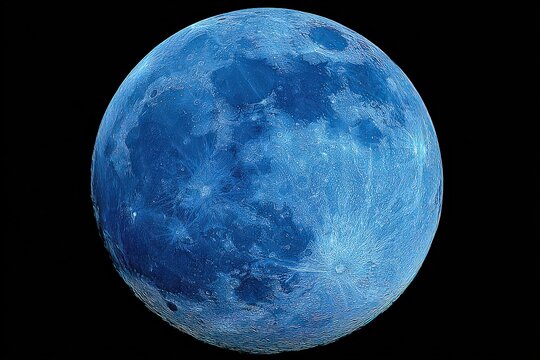 Abstract Blue Sphere with White Speckles on Black Background