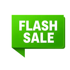 Fototapeta premium Green Flash Sale Speech Bubble Banner with Black Text and Shadow Effect discount promotion isolated on a transparent background