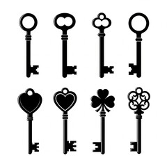 Collection of diverse vintage skeleton keys, access, mystery