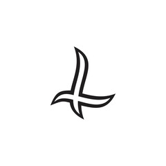 letter l outline simple curves uppercase logo vector