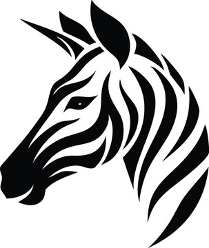 Stylized Tribal Zebra Head Vector Icon Illustration