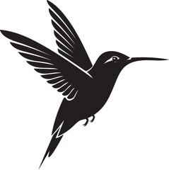 Fototapeta premium Elegant Hummingbird Silhouette Vector – Flying Bird Clipart Icon in Black
