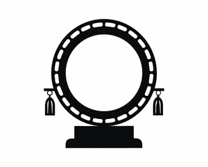 Fototapeta premium Circular Chinese ornament frame icon silhouette vector illustration isolated on white background