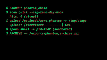 Mockup Hacker Terminal Screen with Cyber Attack Simulation terminal command. - Style 1	