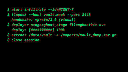 Mockup Hacker Terminal Screen with Cyber Attack Simulation terminal command. - Style 1	