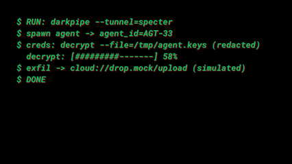 Mockup Hacker Terminal Screen with Cyber Attack Simulation terminal command. - Style 1	
