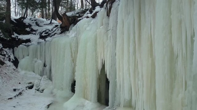 Eben Ice Caves - Rock River Canyon Ice Caves In Upper Peninsula, Michigan, USA. - zoom in shot