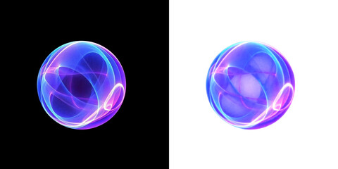 Png Futuristic Neon Sphere PNG with Overlay and Transparent Background
