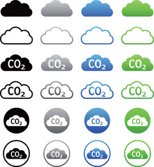雲　CO2　アイコン　セット