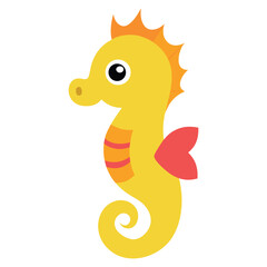 seahorse cartoon, orange seahorse, yellow seahorse, cute marine animal, underwater creature, © pixel-area