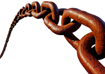 Obraz premium Rusty chain isolated on transparent or white background